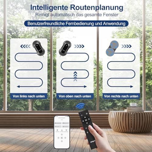 Intelligenter Fensterputzroboter, automatischer Fensterputzer mit Fernbedienung und App, grau  
Elektrischer Fensterputz