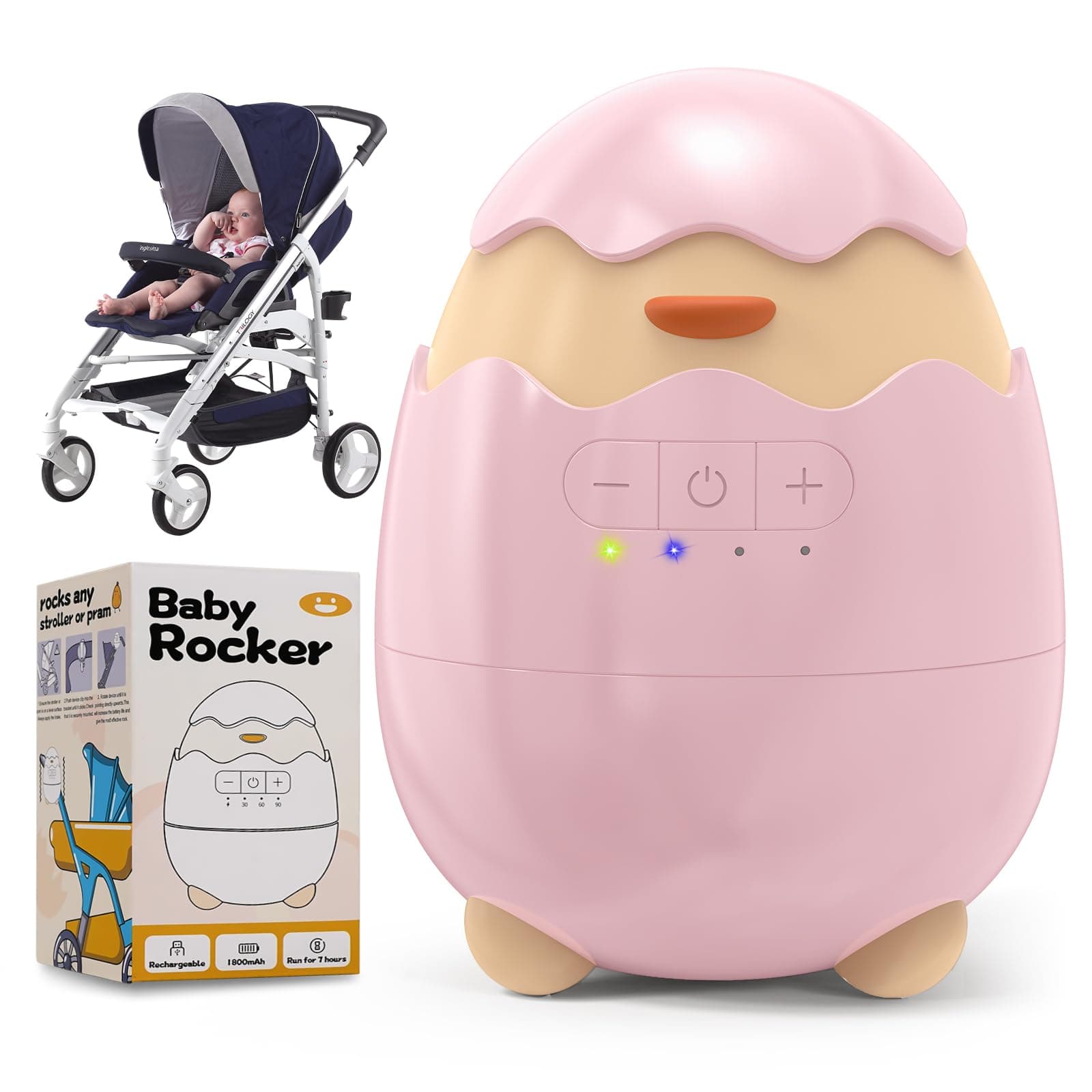 Robofun Kinderwagenschaukler - Elektrisch USB-C Aufladbar, 5 Einstellbare Schaukelintensitäten, Portabel für Babys