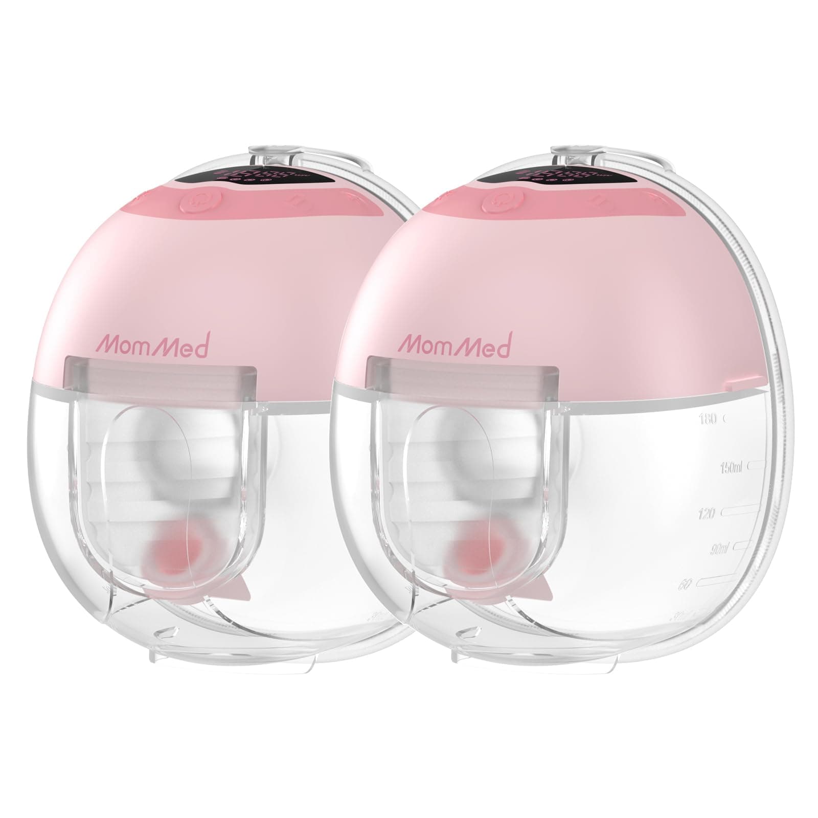 MomMed S33 Tragbare Doppelte Milchpumpe – Leise, Wiederaufladbar & Nachtlicht (Rosa, 17/19/21mm)