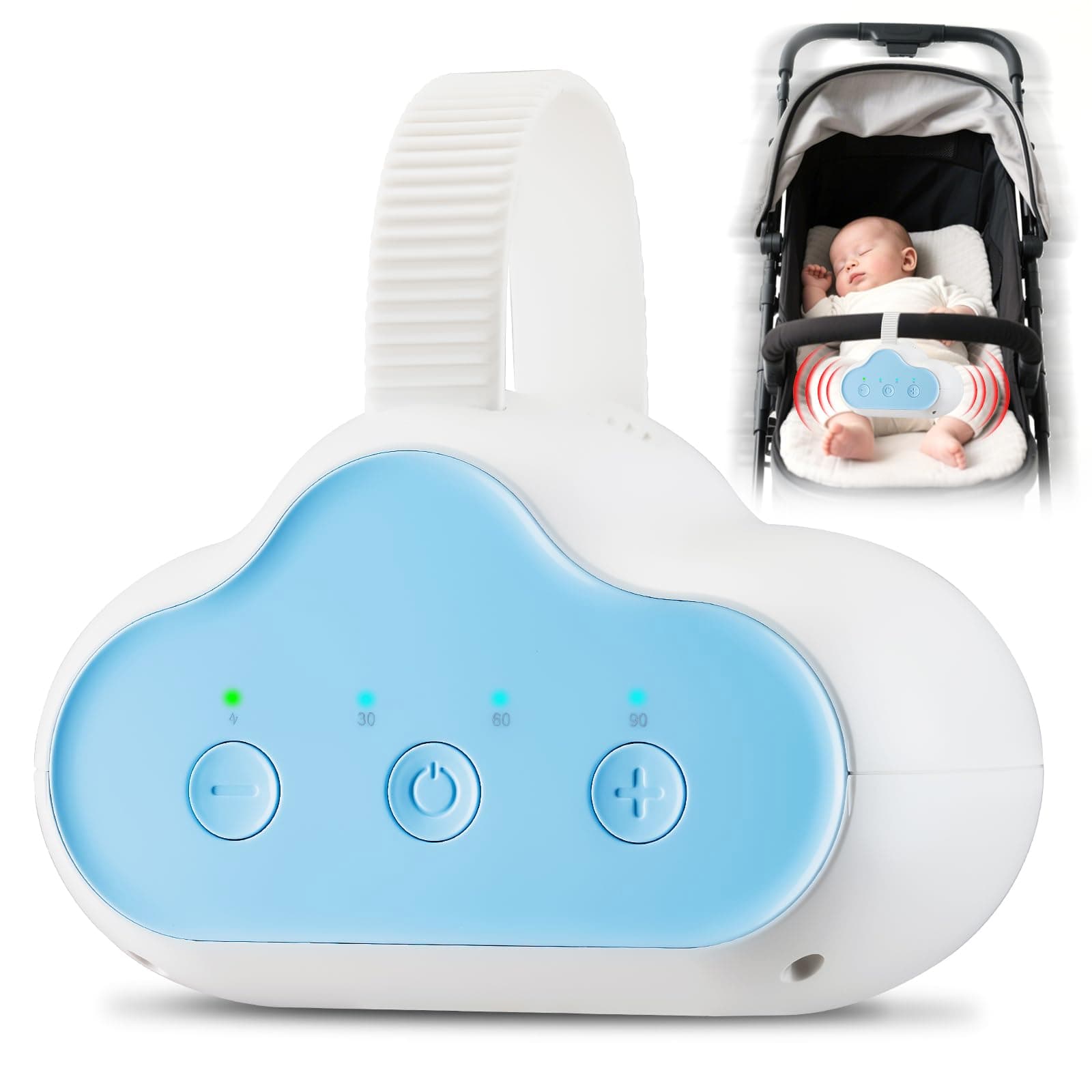 Kinderwagenschaukler Wiederaufladbar Schlafhilfe 3 Einstellungen 30 60 90 Min Timer Universal KompaktIdeal