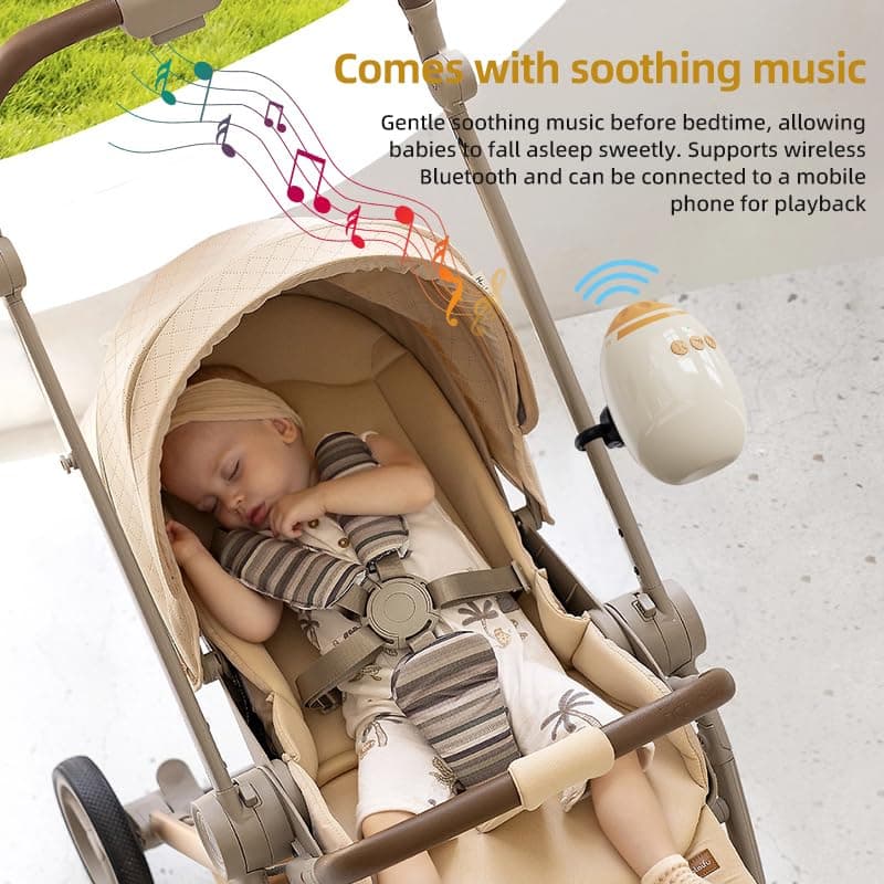 Kinderwagenschaukler mit White Noise für Baby, Bluetooth Steuerung, Intensitätsanpassung und 11 Klänge
