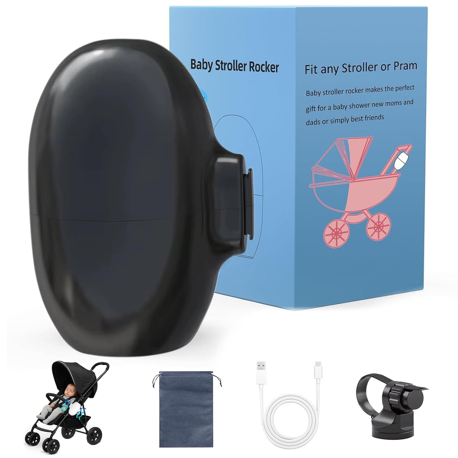 Wiederaufladbar Kinderwagen Wackler Schlafhilfe Für Baby, 5 Einstellbare Schaukelintensitäten, Automatische Babywippe (S