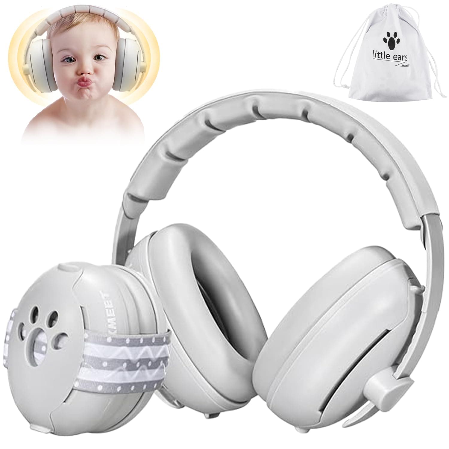 Baby Gehörschutz Schutz vor Lärm für Neugeborene, mit Rutschfester Verstellbarer Stirnbänder, ideal zum Schlafen und Re