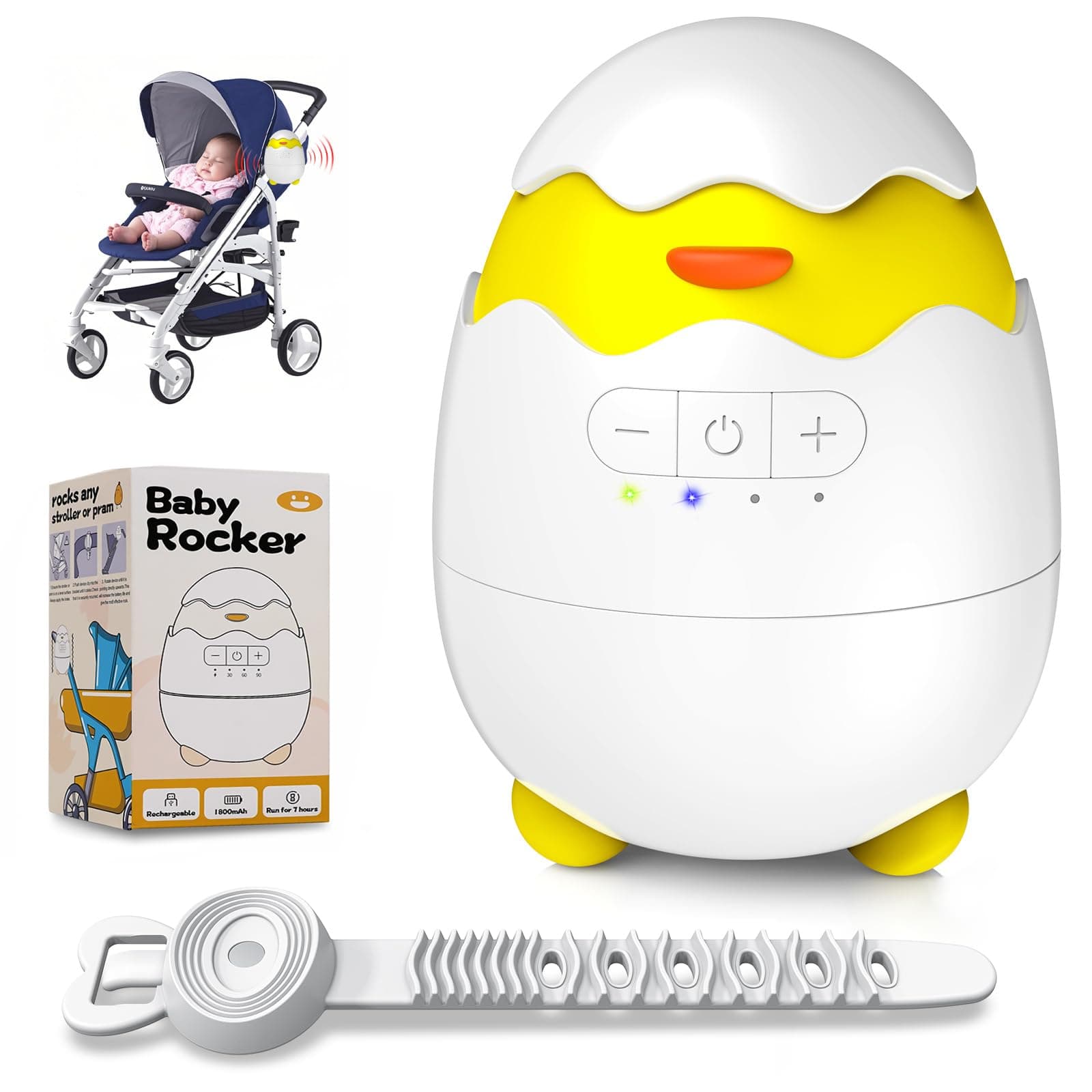 Robofun Kinderwagenschaukler - Elektrische Schlafhilfe für Babys, USB-C Aufladbar, 5 Einstellbare Schaukelintensitäten