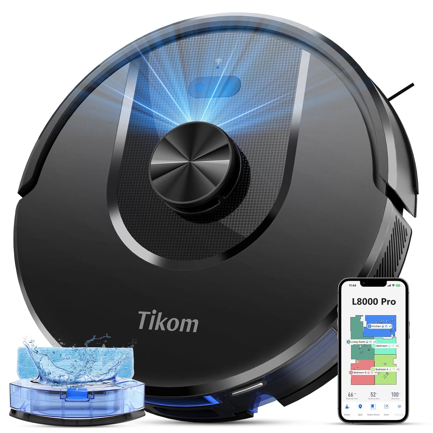 Tikom L8000 Pro - 6000PA Staubsauger Robot mit LiDAR-Navigation und 150Min Einsatzzeit für Saubere Tierhaare, Teppiche u