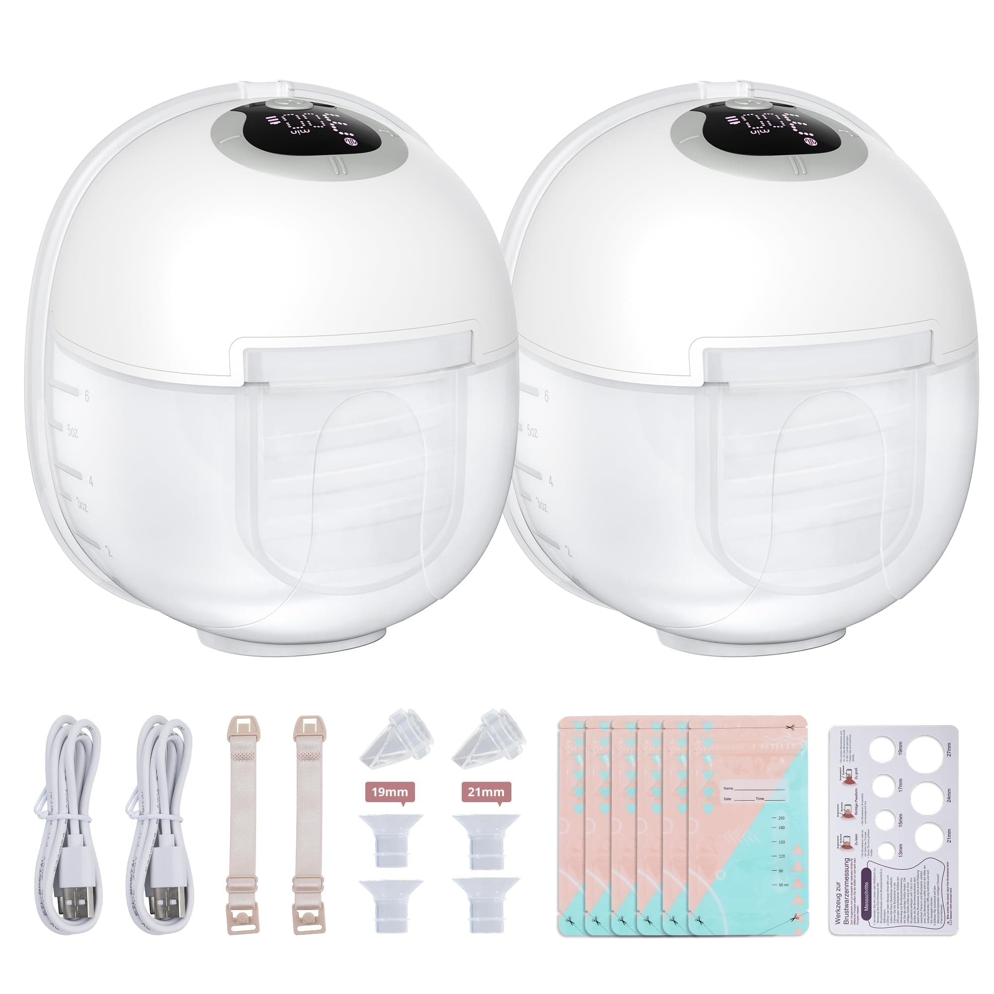 Elektrische Milchpumpe Tragbar 19/21-mm-Flansch-white BPA-frei Langlebigkeit LED-Anzeige