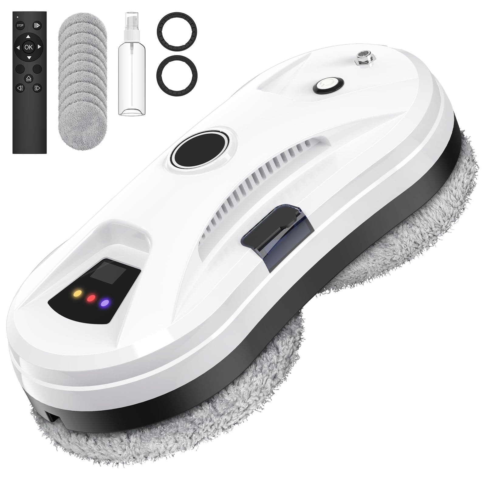 Fensterputzroboter mit Sprühfunktion Automatischer 5600Pa Elektrischer Fensterreiniger White 10x Lappen Fernbedienung In