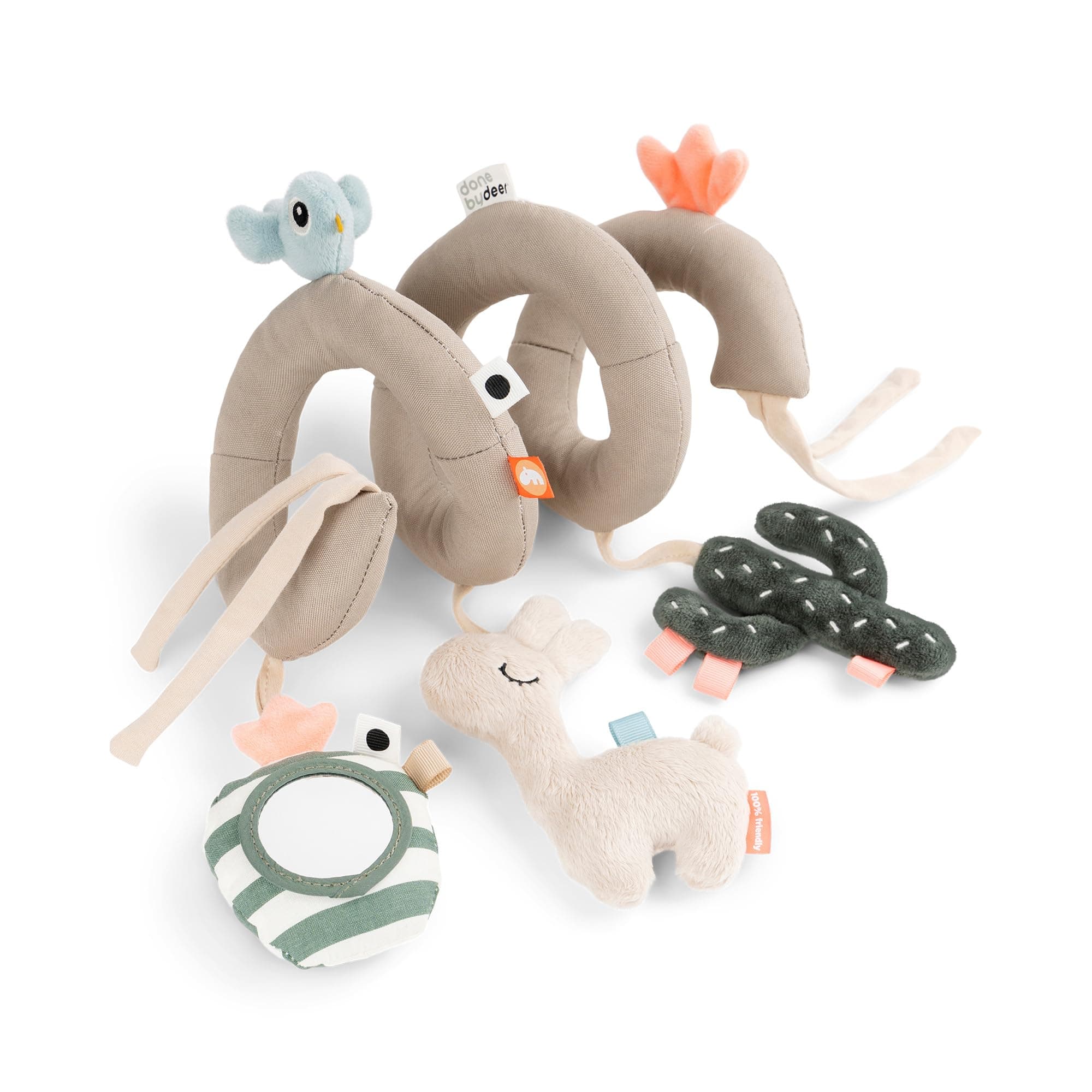 Done by Deer Activity Spirale Lalee Beige - Babyspielzeug für Baby Zubehör, ideal für unterwegs unter 0 Monate - Festmon
