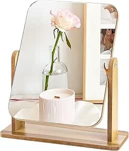Kosmetikspiegel Holz Set für Schminktisch und Schlafzimmer Nordisch Design