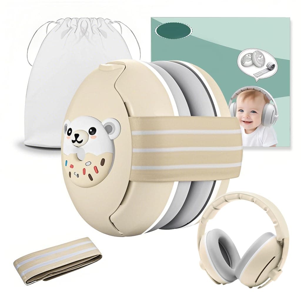 Robofun 2-in-1 Gehörschutz Baby Kopfhörer für Lärmreduzierte Ohrschutz und flexibles Headband für Babys bis 48 Monate