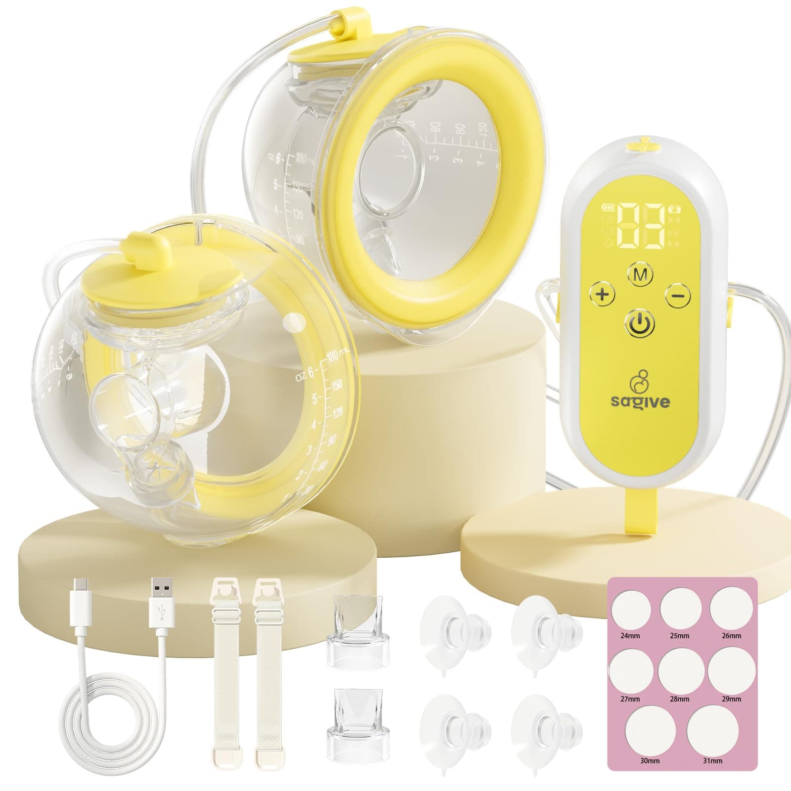 Elektrische Milchpumpe Freihändig -Comfortable 21/24mm Flansch 300mmHg Starke Saugleistung für Mam Ausgehen