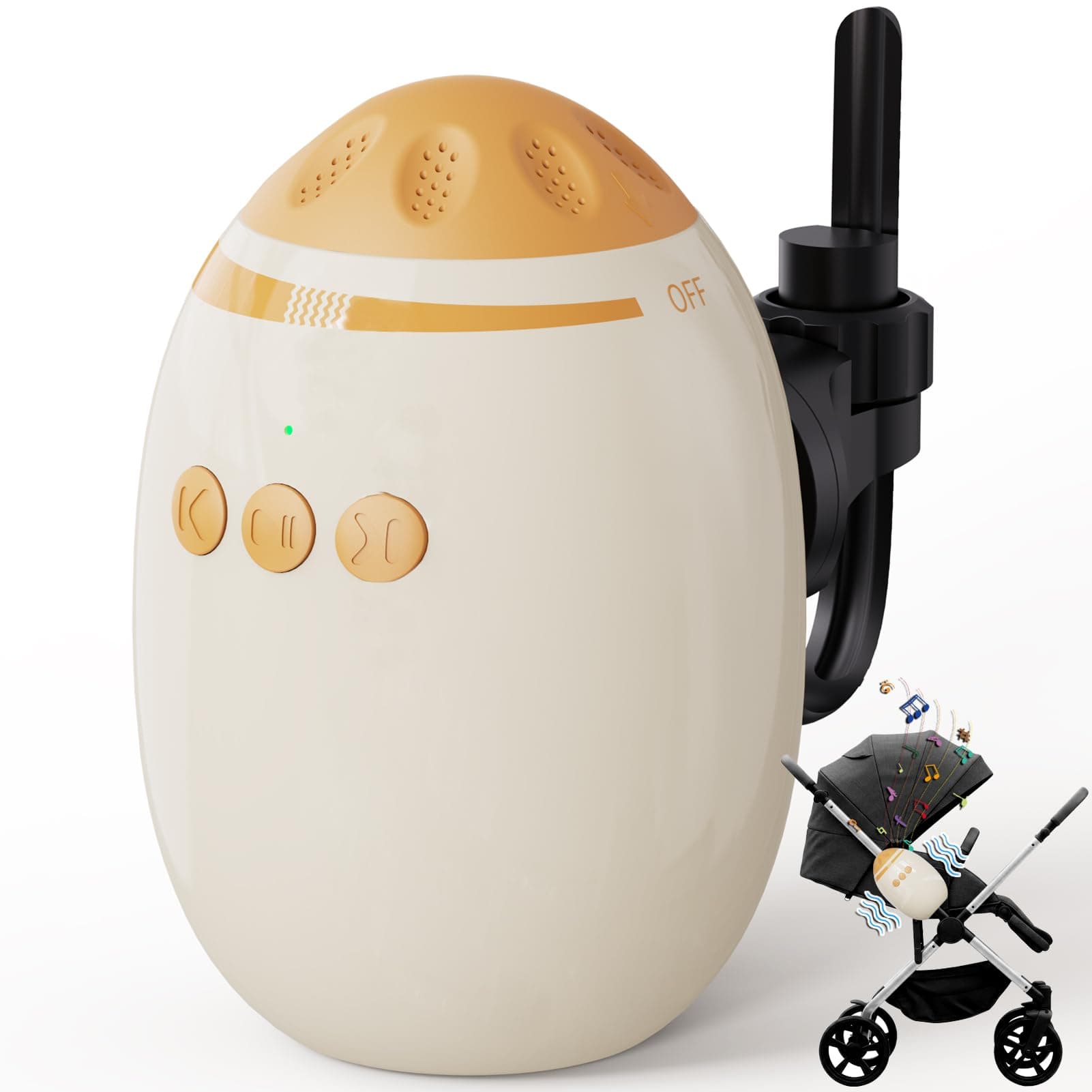 Kinderwagenschaukler mit White Noise für Baby, Bluetooth Steuerung, Intensitätsanpassung und 11 Klänge