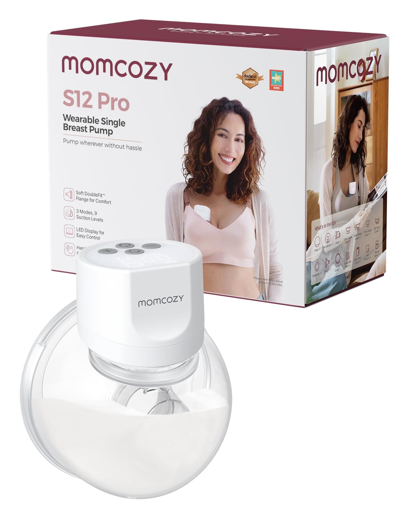 Momcozy Hands-Free Milchpumpe S12 Pro, elektrisch tragbar, für Mamas, zur Produktion von Milch an der Arbeit | 3 Modi, s
