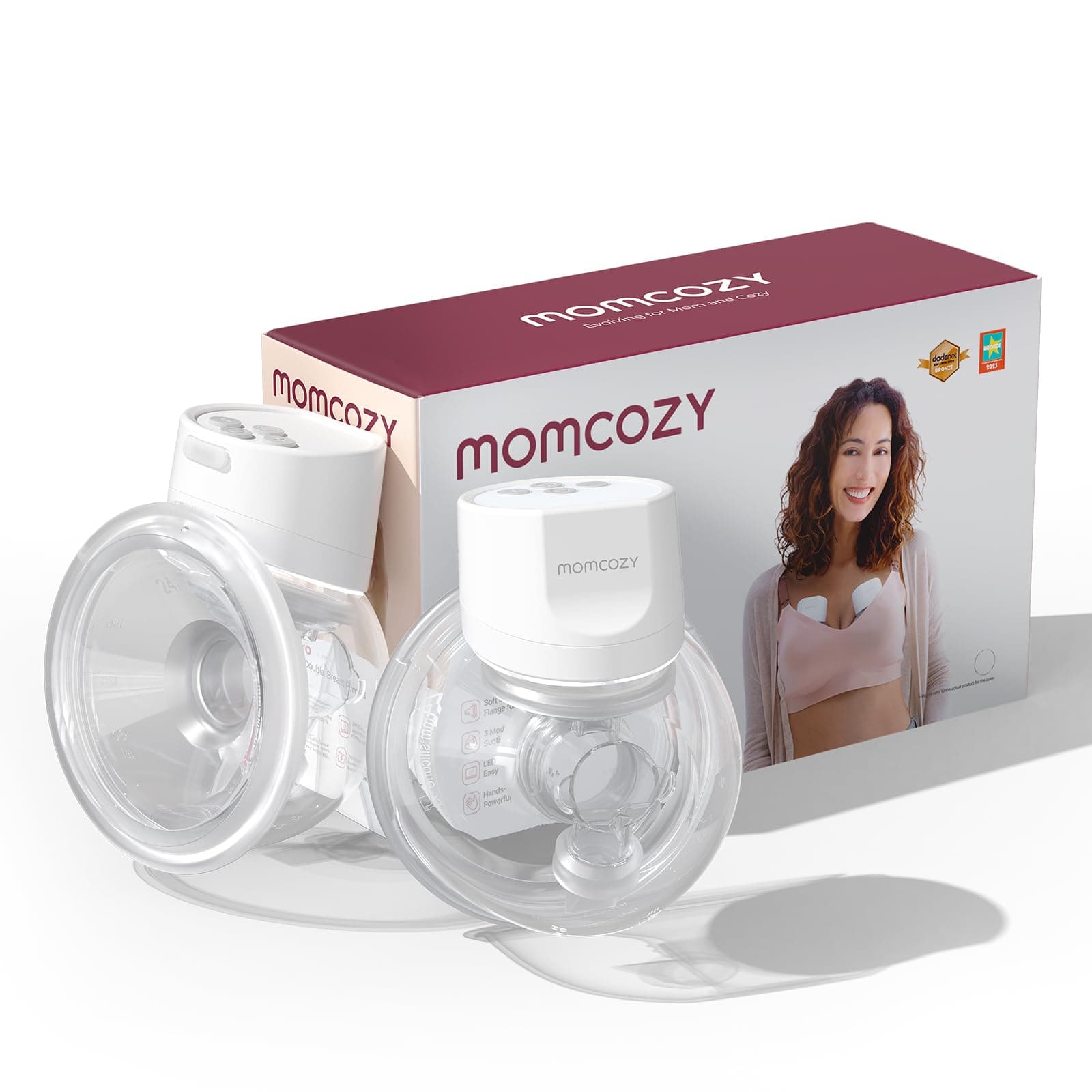 Momcozy Hands-Free Milchpumpe S12 Pro, elektrisch tragbar, 3 Modi, 24 mm, Weiß