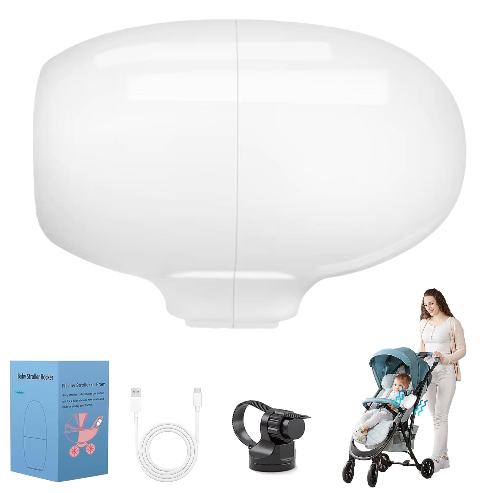 Kinderwagenschaukler - Upgradeter elektrischer Beweger mit USB-C-Anschluss - Schlafhilfe für Baby mit 40-Minuten-Timer u