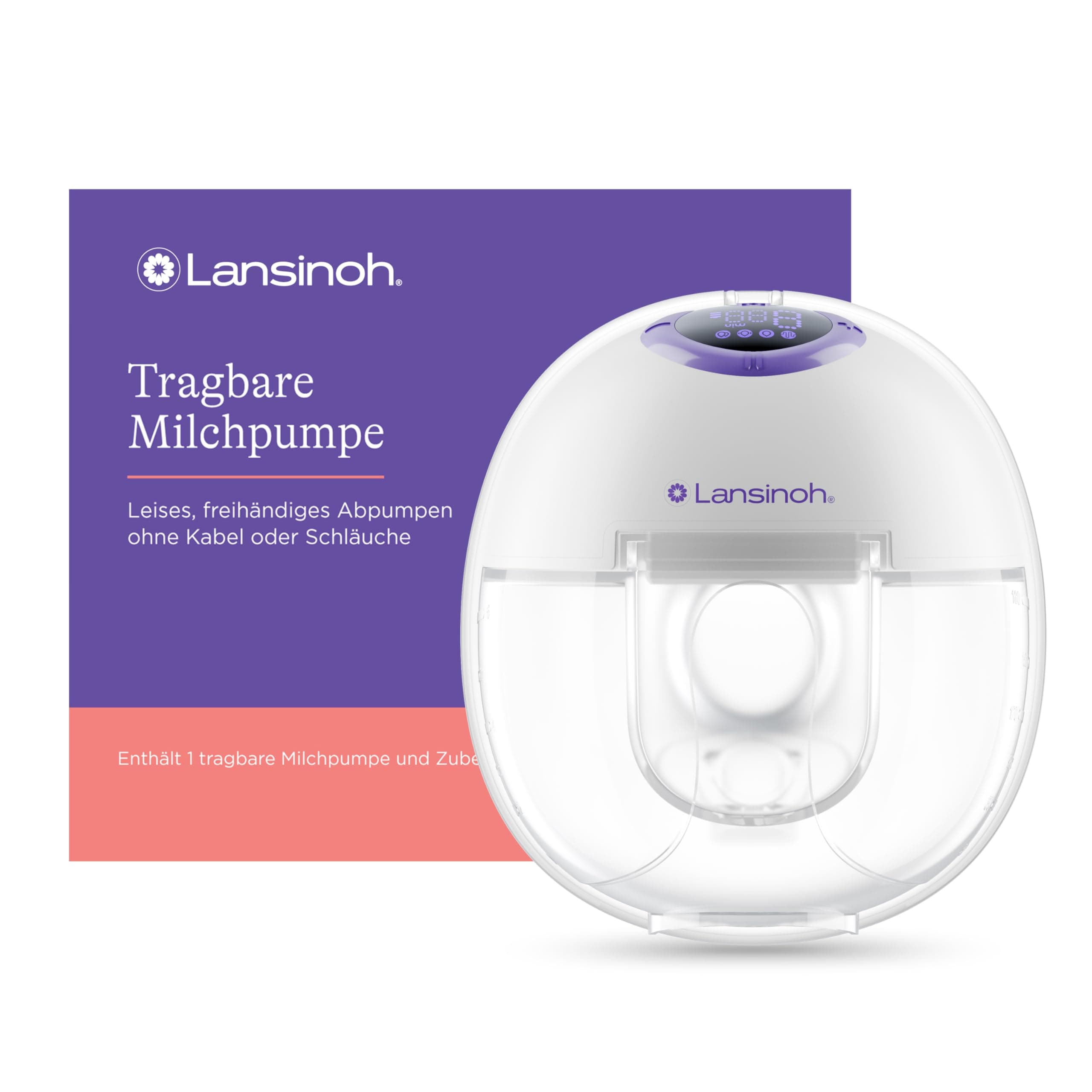 Lansinoh tragbare elektrische Milchpumpe für Mütter - handsfree & leise abpumpen - wiederaufladbarer Akku - einfache Rei