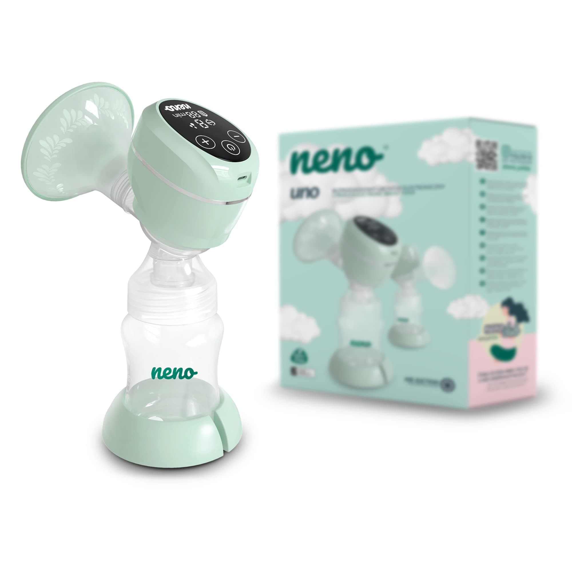 Neno Uno BPA-frei Elektrische Milchpumpe für Tragbare Muttermilch Abpumpen – Kabellos und mit LED-Anzeige – 2 Milchbeute
