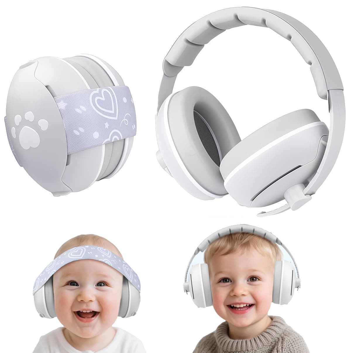 2 In 1 Gehörschutz für Babies und Kinder - 25dB Lärmschutz mit Geräuschunterdrückung - ideal für Alltag & Reisen - Ohren