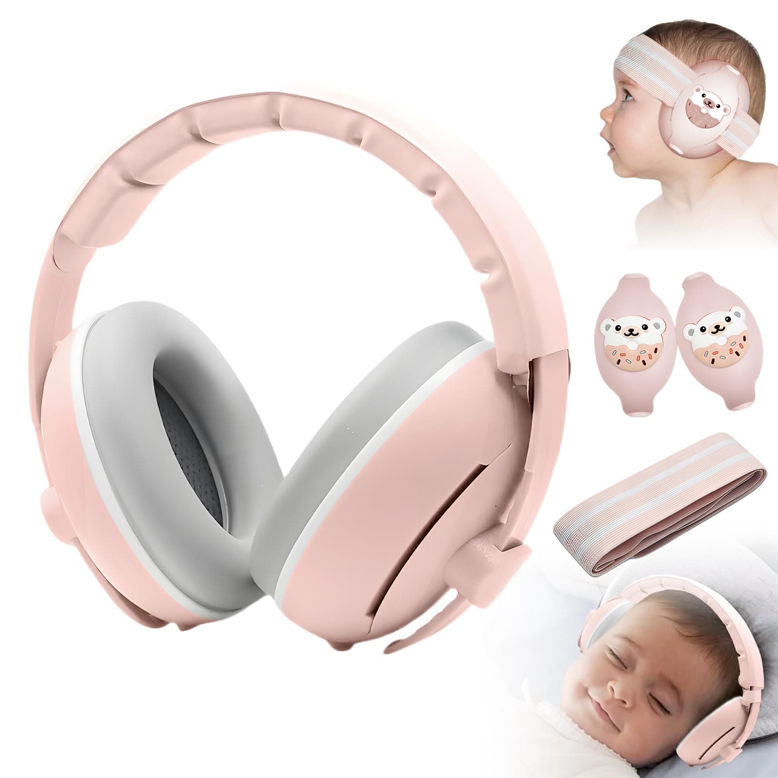 Baby-Hörschutz 2-in-1 Lärmschutz 25dB: Komfortable Ohrenschützer für Babys mit Geräuschdämpfung & verstelbarem Band (Gel