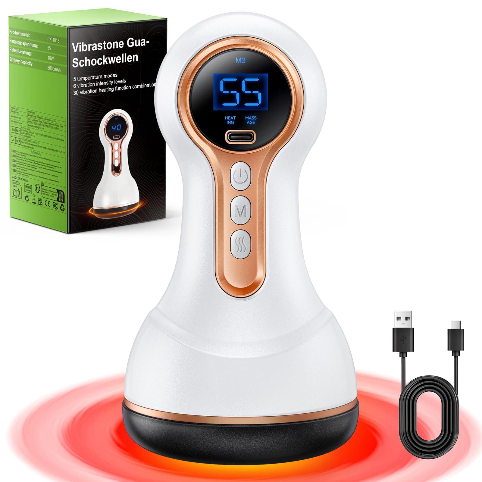 Robofun 5.0 Neuropathie Massagegerät, Schmerzlinderung und Entspannung, ideal für Füße, Hände und Rücken, Gua-Schockwell
