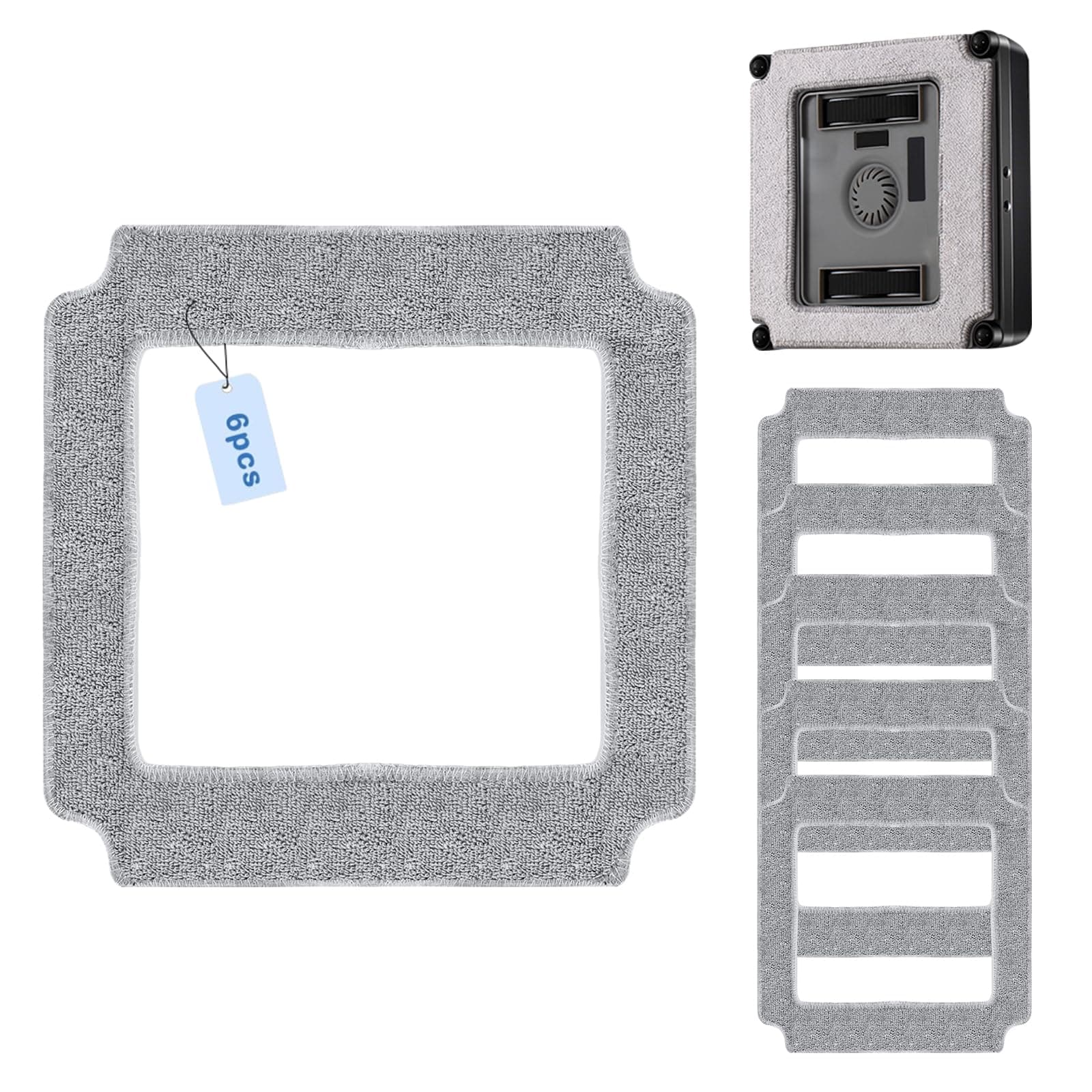 Robofun Fensterputzroboter Reinigungstuch W36D, 6 Stück, Wiederverwendbar, Quadratischer Mikrofaser Pad, Ideal für Fenst